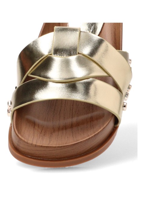 Sandalia de mujer TINAS 6385 oro sintetico suela plana