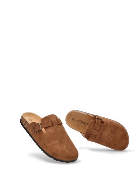 Zueco cuero para hombre STAY 27-2527C con suela plana