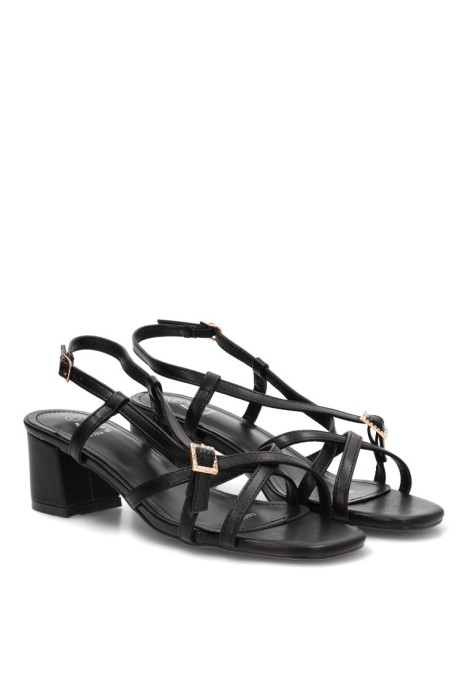 Sandalia negra con tacón medio de mujer CINK-ME DMS313-39