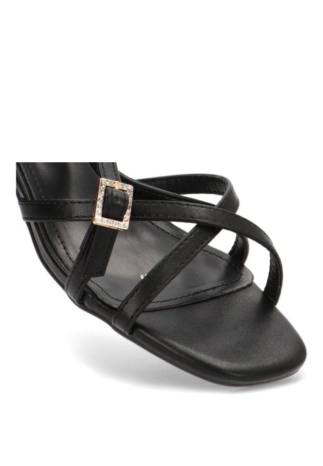 Sandalia negra con tacón medio de mujer CINK-ME DMS313-39