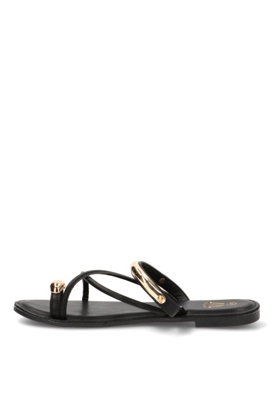 Sandalia negra con suela plana de mujer CINK-ME modelo DM7G25