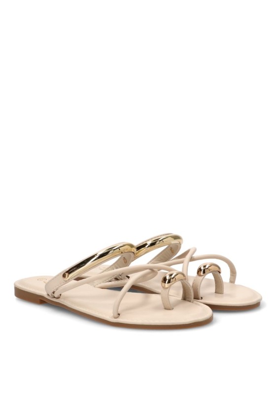 Sandalia beige con anillo XXL para mujer CINK‑ME DM7G25