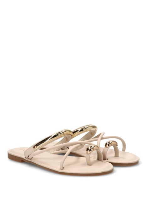 Sandalia beige con anillo XXL para mujer CINK‑ME DM7G25