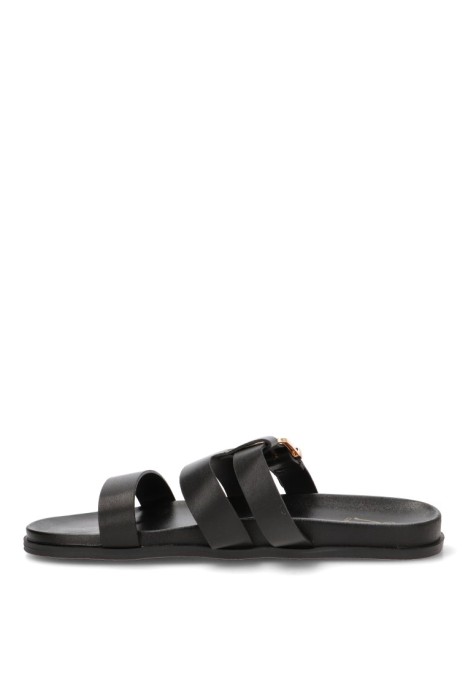 Sandalia negra CINK-ME DM7G12 para mujer con hebilla y suela plana