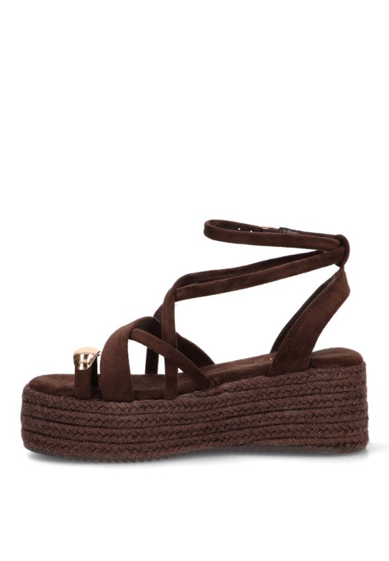 Sandalia TINAS 6012 con cuña media para mujer color café