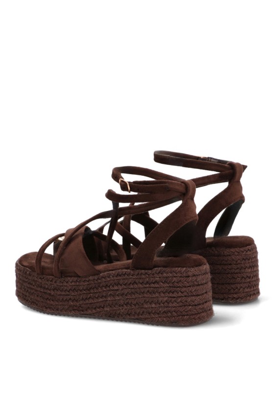 Sandalia TINAS 6012 con cuña media para mujer color café