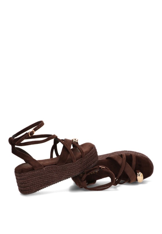 Sandalia TINAS 6012 con cuña media para mujer color café