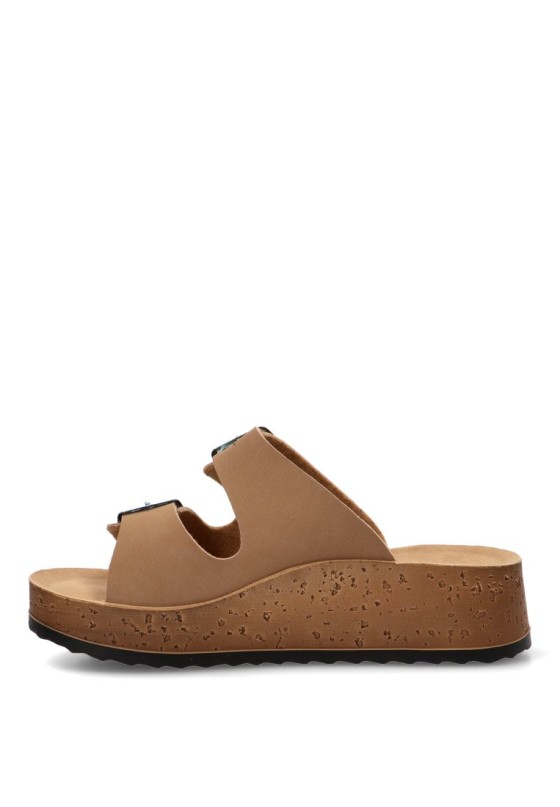 Sandalia cruzada PK44 de mujer Luna Collection en marrón con cuña media