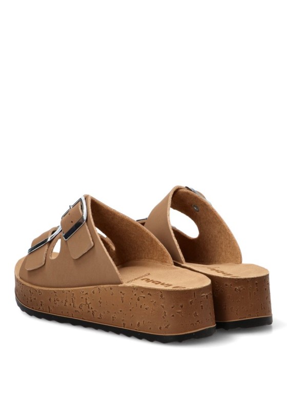 Sandalia cruzada PK44 de mujer Luna Collection en marrón con cuña media
