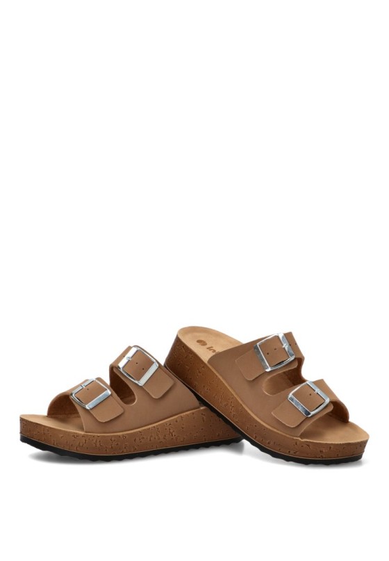 Sandalia cruzada PK44 de mujer Luna Collection en marrón con cuña media