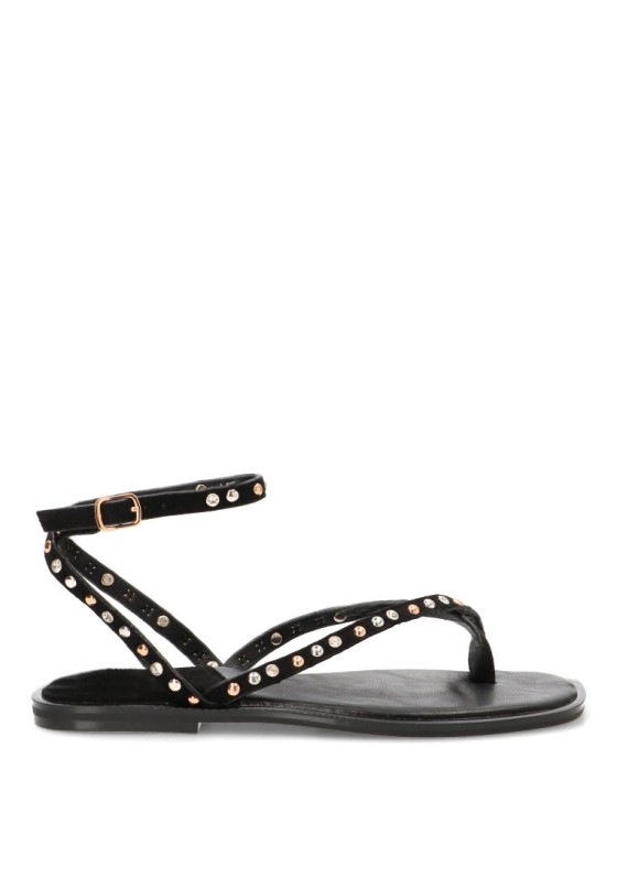Sandalia negra con tachuelas de mujer CEREZA P111