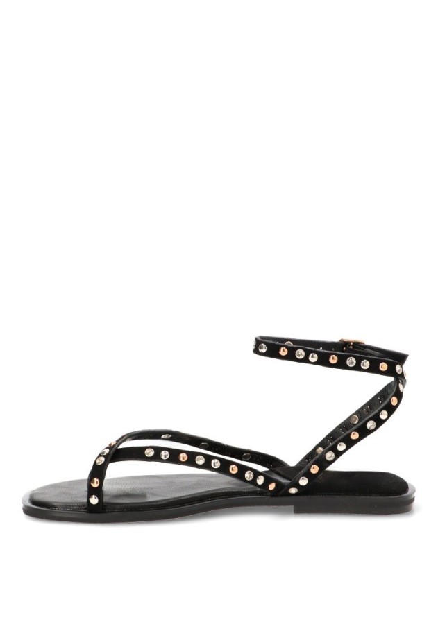 Sandalia negra con tachuelas de mujer CEREZA P111