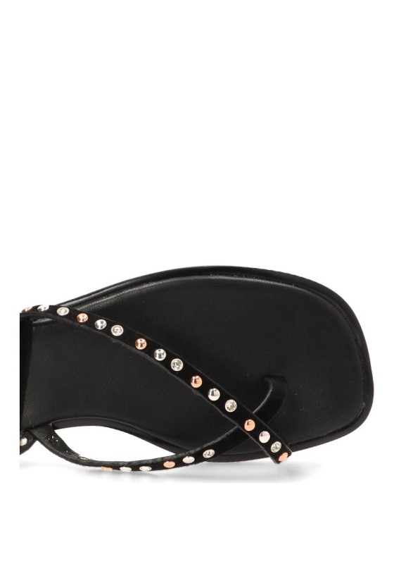 Sandalia negra con tachuelas de mujer CEREZA P111