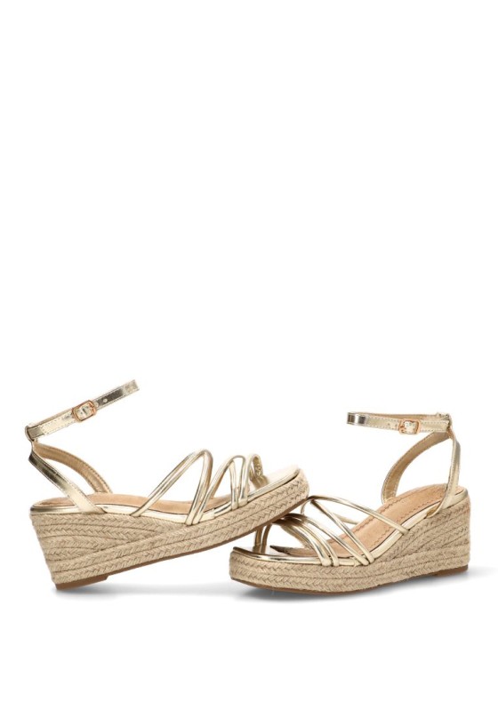 Sandalia con cuña media de mujer CEREZA P121