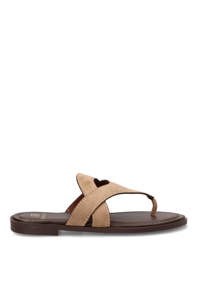 Sandalia de dedo kakhi para mujer Luna Collection HG-5819