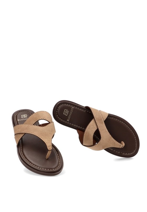 Sandalia de dedo kakhi para mujer Luna Collection HG-5819
