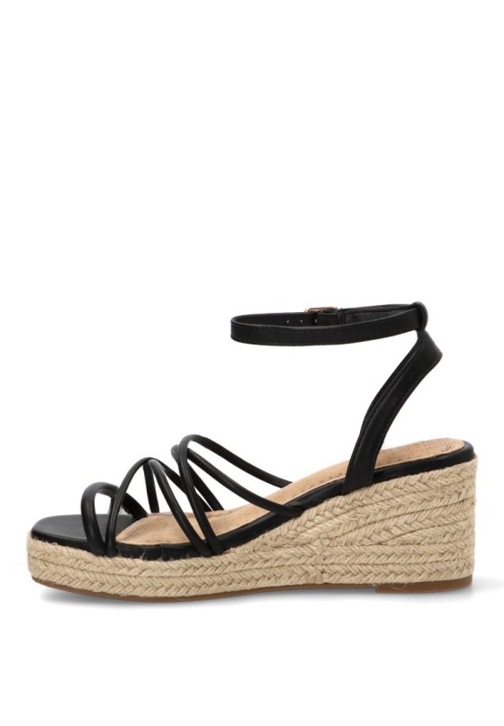 Sandalia con cuña media de mujer CEREZA P121 en negro