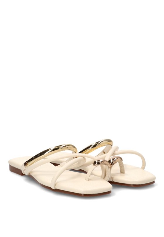Sandalia plana beige con anilla para mujer CEREZA P118