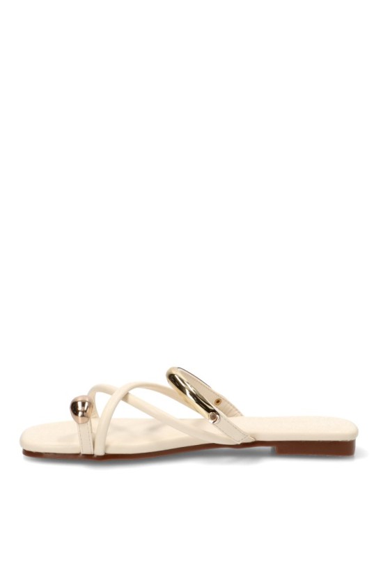 Sandalia plana beige con anilla para mujer CEREZA P118