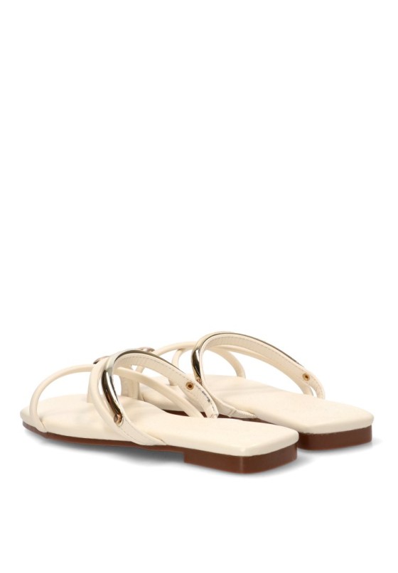 Sandalia plana beige con anilla para mujer CEREZA P118