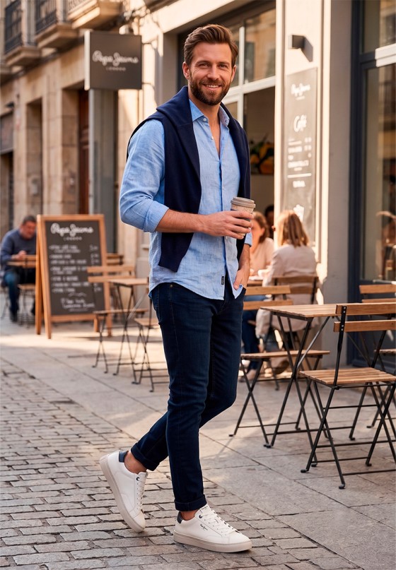 Deportivo blanco con suela plana de hombre PEPE JEANS PMS00048