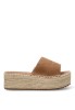 Sandalia con suela doble en piel camel de mujer ETIKA 10056