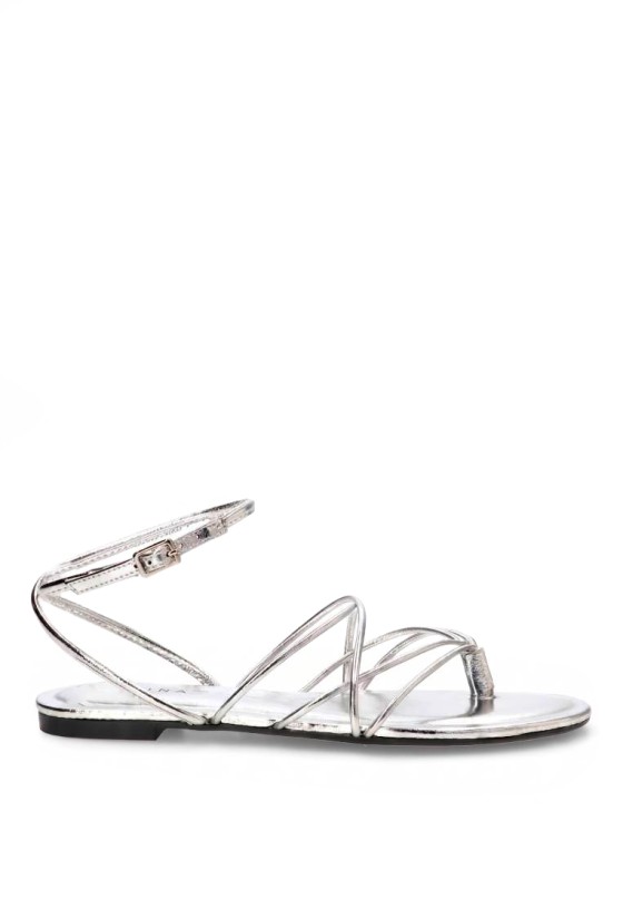 Sandalia de tiras en plata con suela plana para mujer LUNA TREND M6455