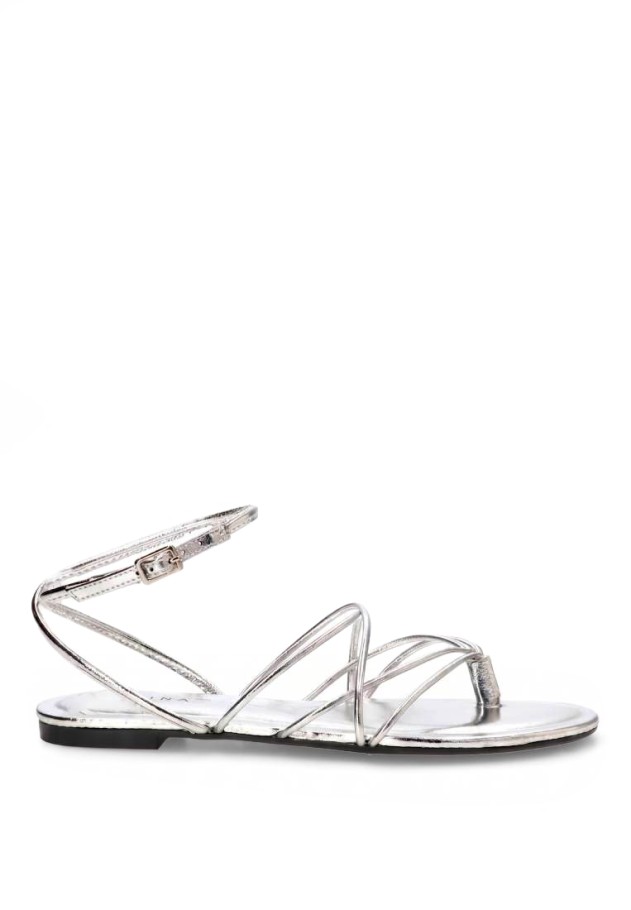 Sandalia de tiras en plata con suela plana para mujer LUNA TREND M6455