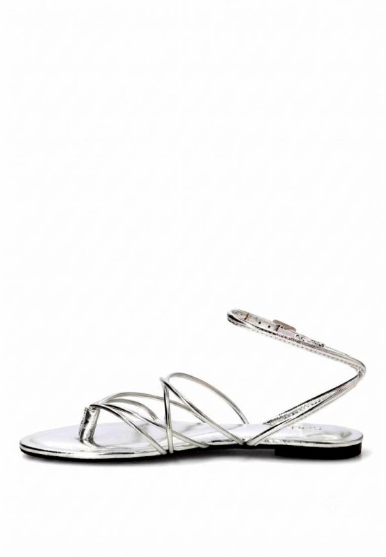 Sandalia de tiras en plata con suela plana para mujer LUNA TREND M6455