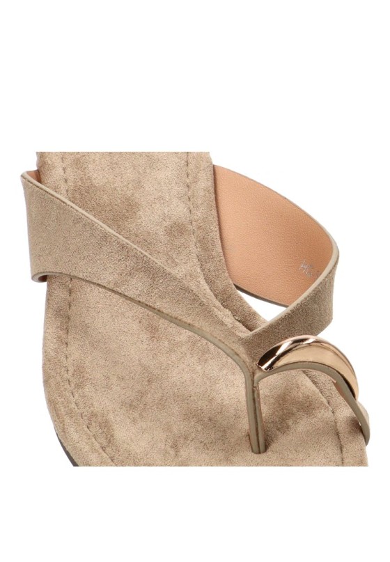 Sandalia plana con dedo anillo kakhi de mujer BUONAROTTI CF-5818