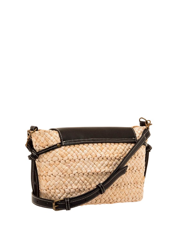 Bolso bandolera pequeño PECES en rafia negra de mujer MUSTANG