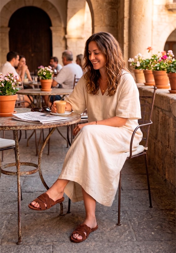 Sandalia pala coffee de mujer BUONAROTTI CF-5612