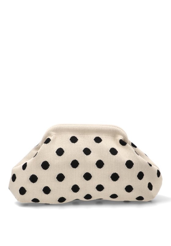 Bolso bandolera pequeño textil blanco con lunares para mujer ZYL220010