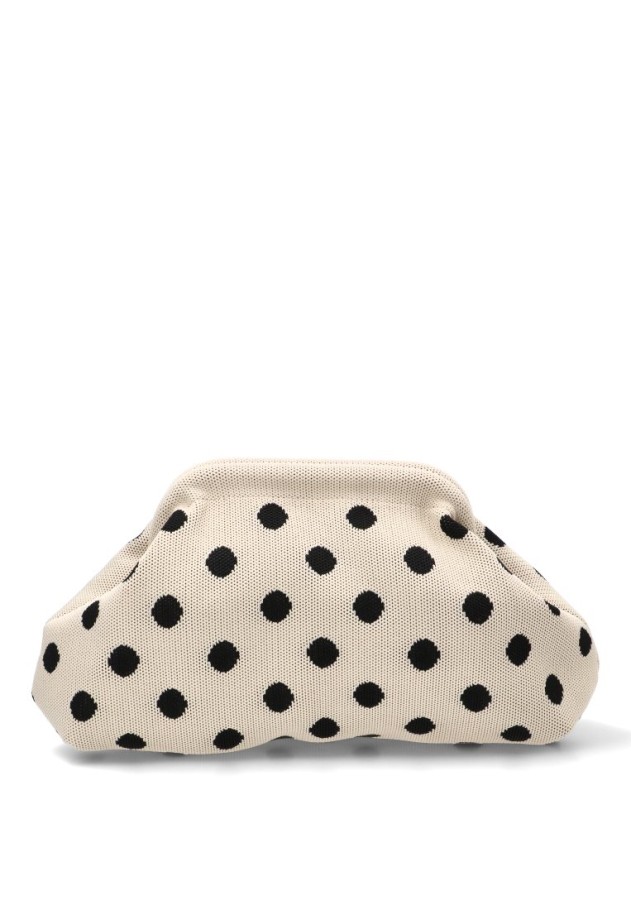 Bolso bandolera pequeño textil blanco con lunares para mujer ZYL220010