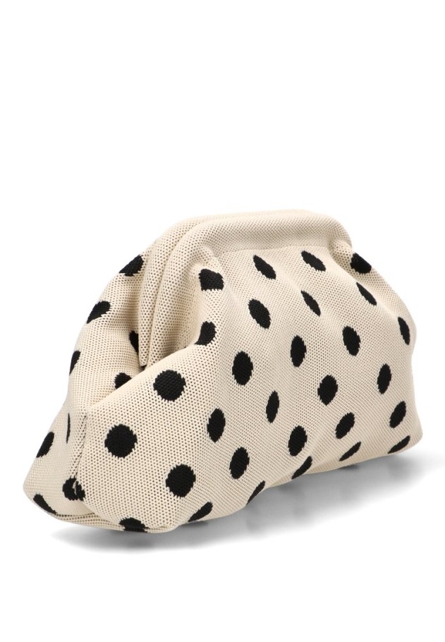 Bolso bandolera pequeño textil blanco con lunares para mujer ZYL220010