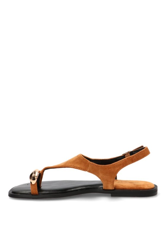 Sandalia camel con suela plana de mujer HXD-53
