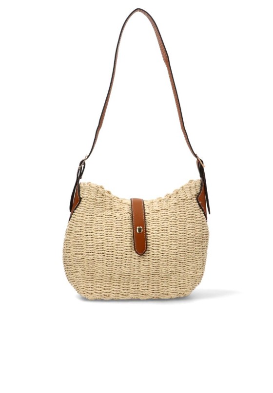 Bolso bandolera pequeña de rafia beige para mujer YULIA LZ modelo 257321