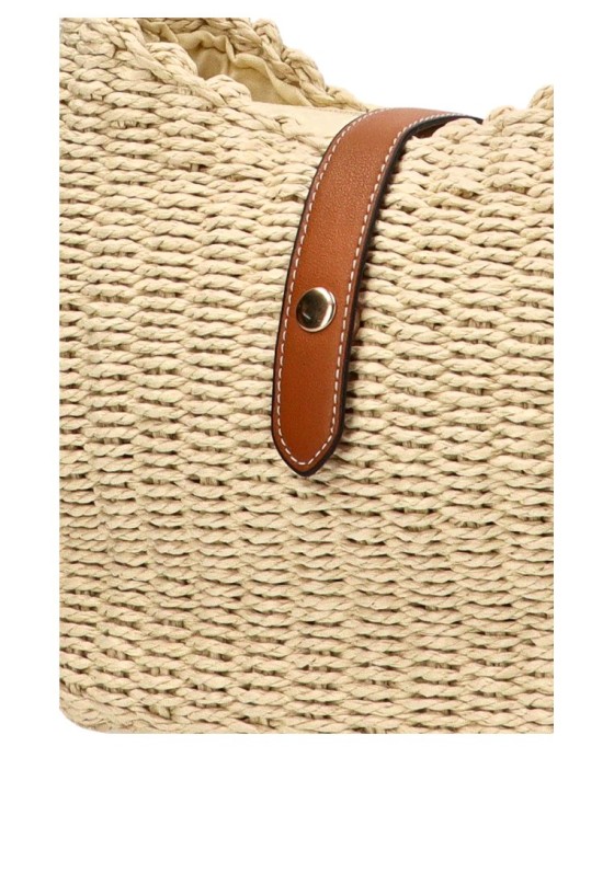 Bolso bandolera pequeña de rafia beige para mujer YULIA LZ modelo 257321