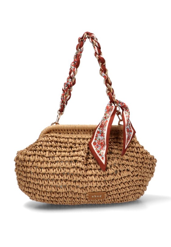 Bolso bandolera pequeña Luna Collection para mujer en rafia natural AXXR260253