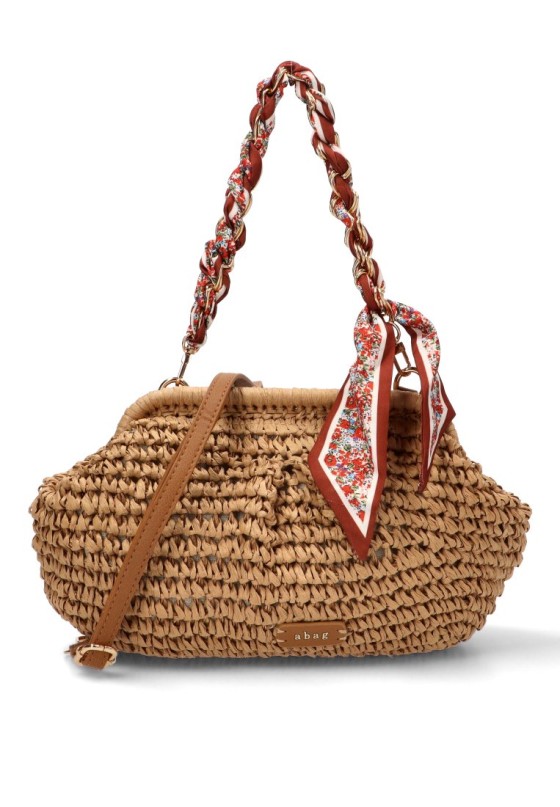 Bolso bandolera pequeña Luna Collection para mujer en rafia natural AXXR260253