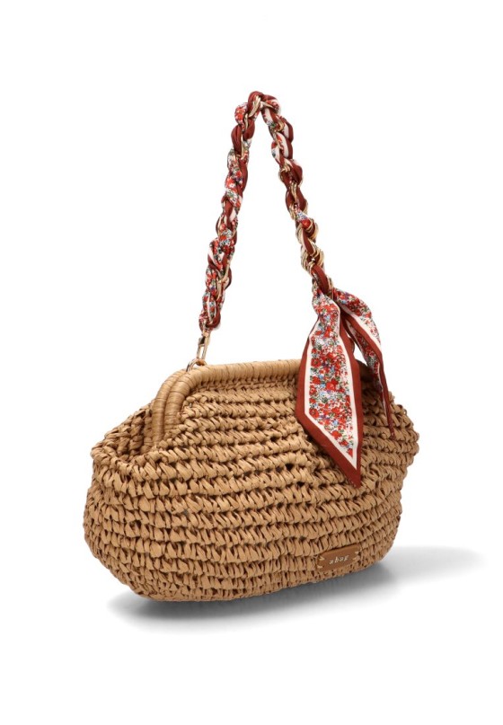Bolso bandolera pequeña Luna Collection para mujer en rafia natural AXXR260253