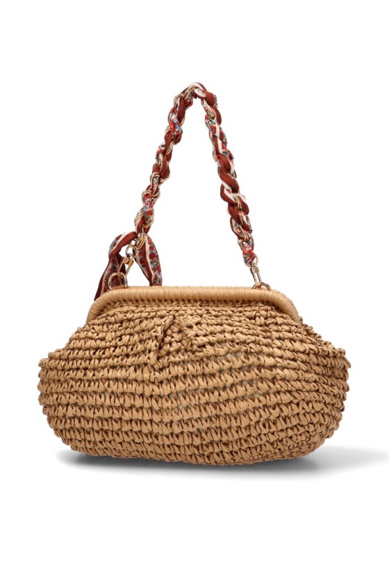 Bolso bandolera pequeña Luna Collection para mujer en rafia natural AXXR260253