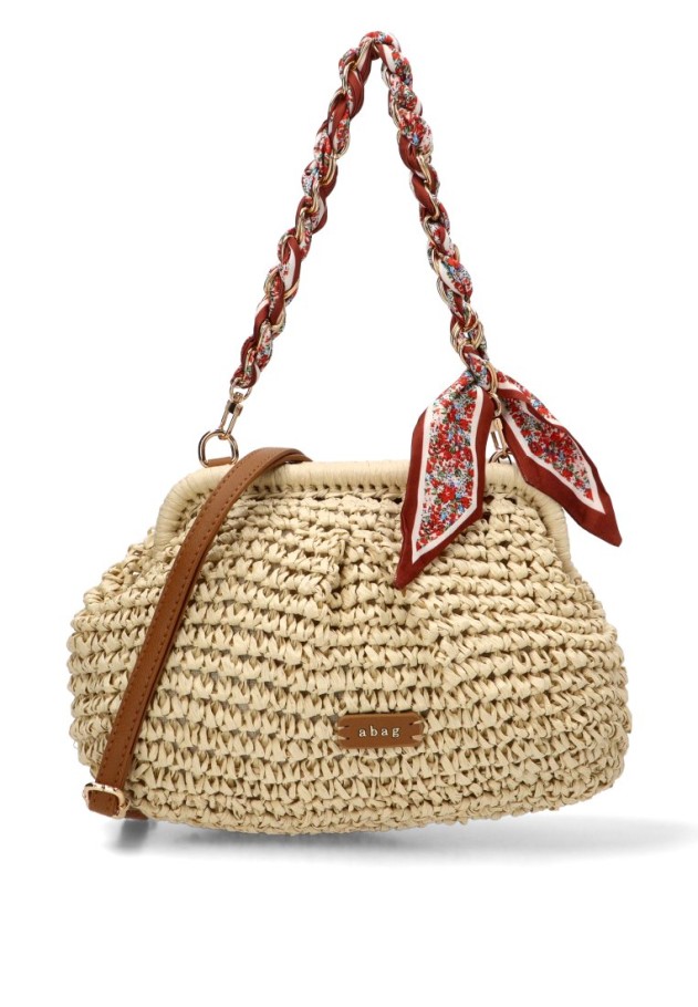 Bolso bandolera pequeño en rafia beige para mujer Luna Collection AXXR260253