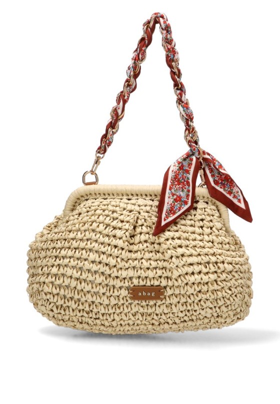 Bolso bandolera pequeño en rafia beige para mujer Luna Collection AXXR260253