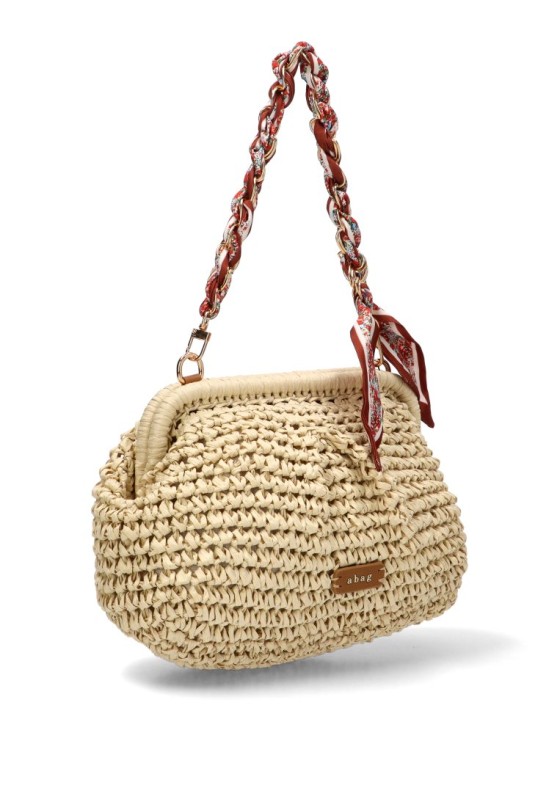 Bolso bandolera pequeño en rafia beige para mujer Luna Collection AXXR260253
