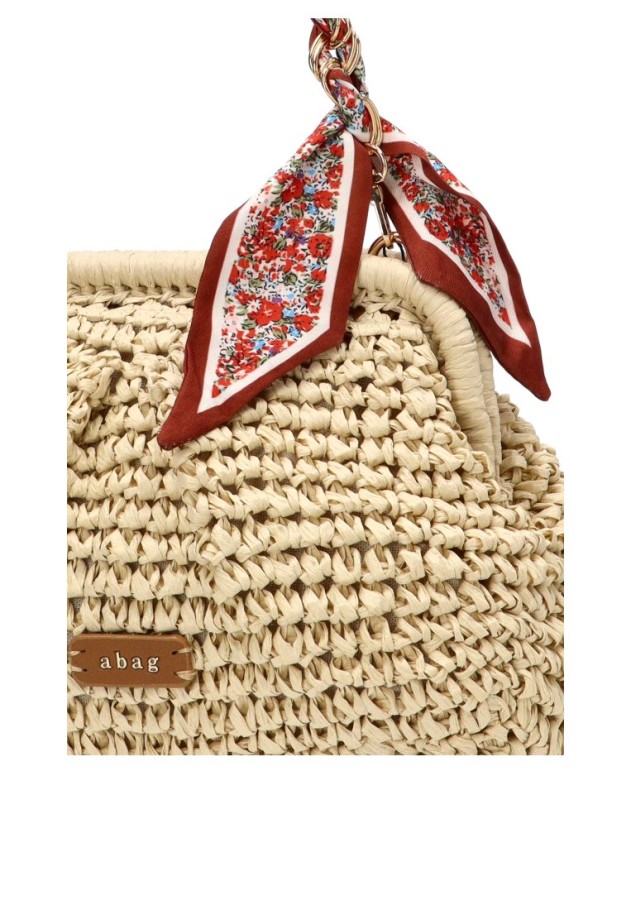 Bolso bandolera pequeño en rafia beige para mujer Luna Collection AXXR260253