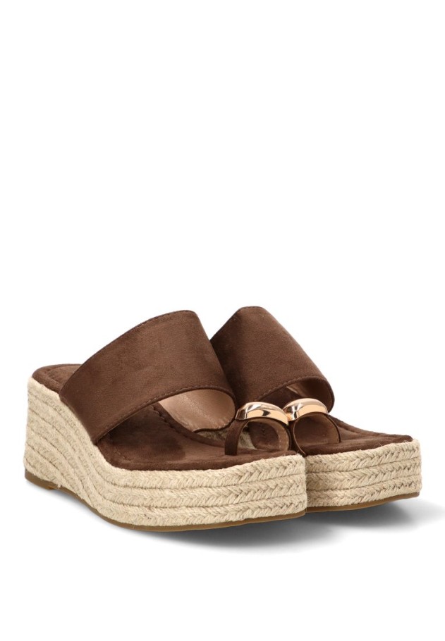 Sandalia con cuña alta café de mujer Luna Collection CF-5617