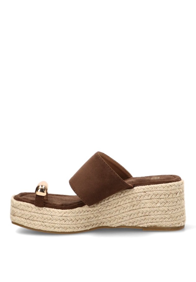 Sandalia con cuña alta café de mujer Luna Collection CF-5617