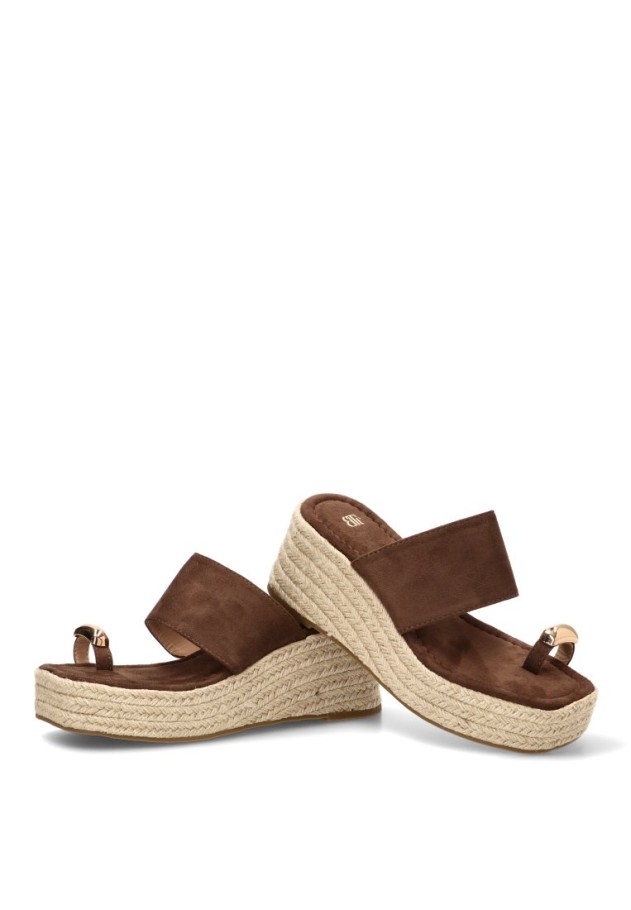 Sandalia con cuña alta café de mujer Luna Collection CF-5617