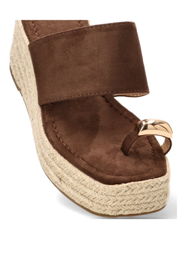 Sandalia con cuña alta café de mujer Luna Collection CF-5617